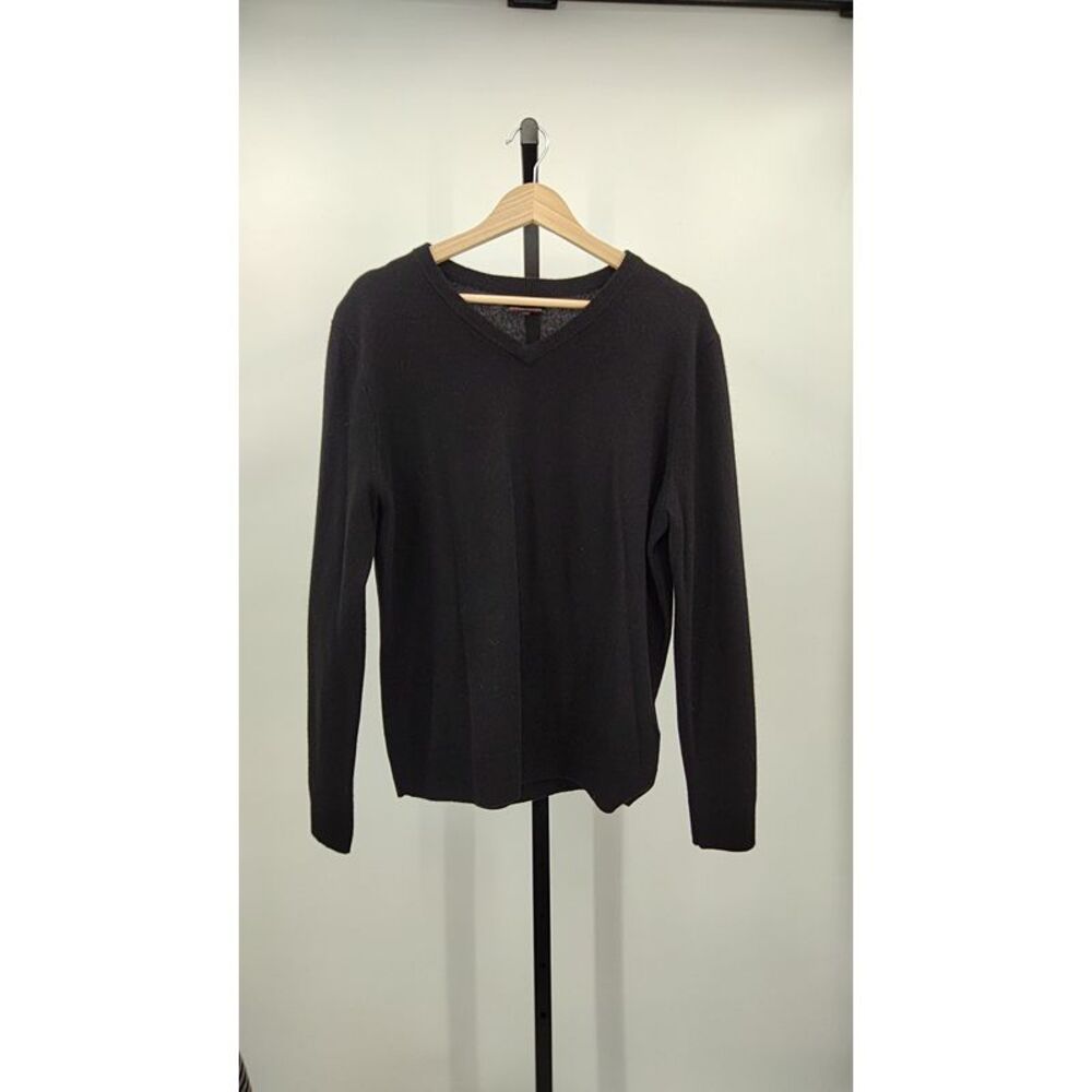 Quince Men Mongolian Cashmere V-Neck Sweater Black Sleeved Top M
